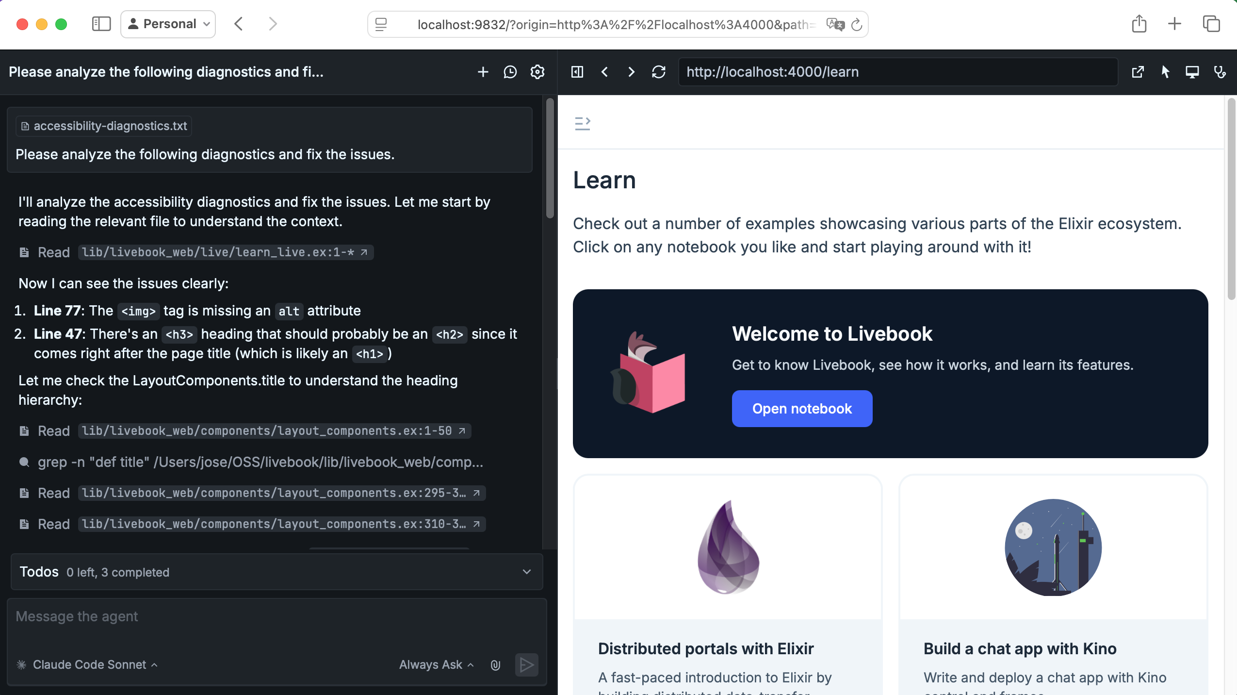 Fixing accessibility issues in Livebook's learn page